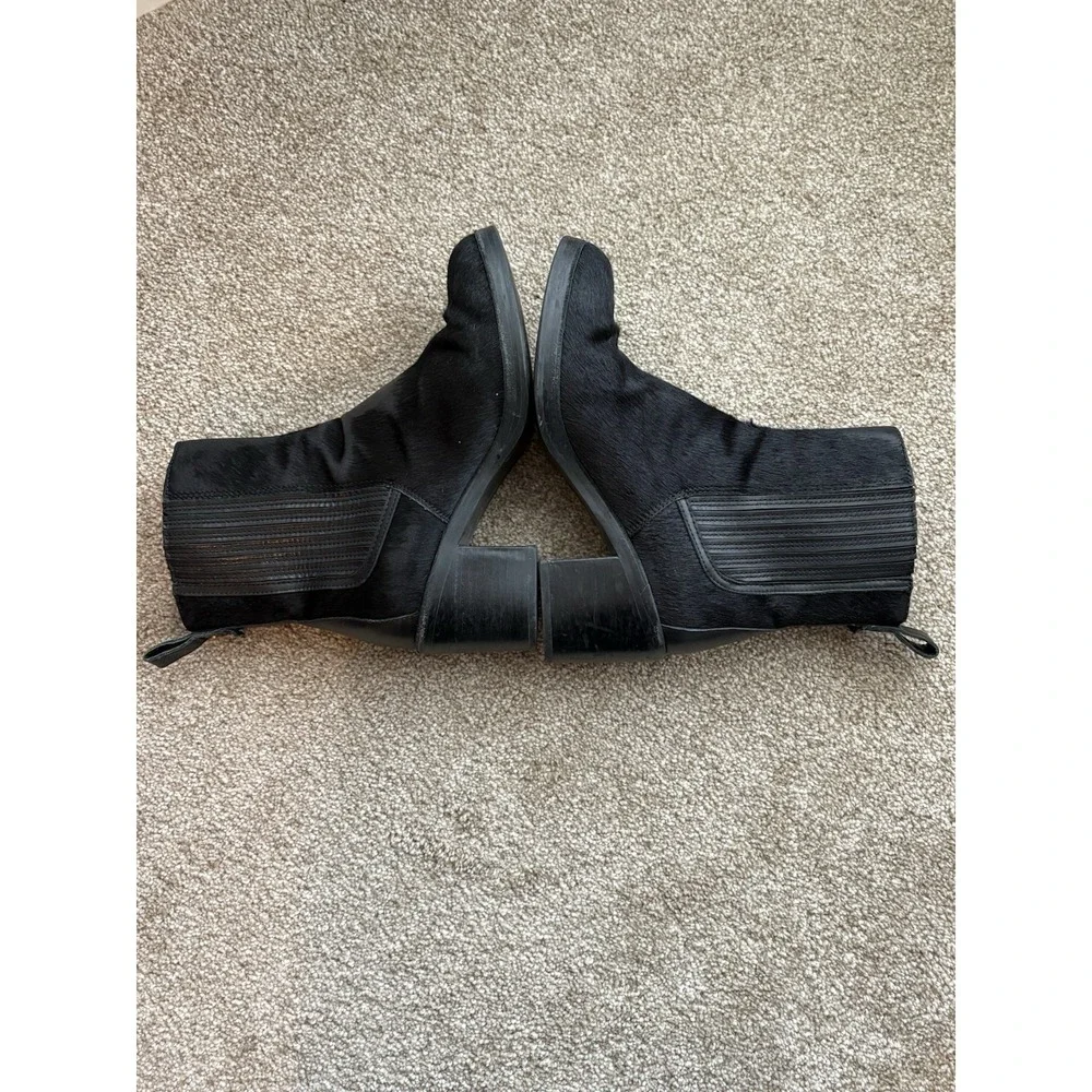 Ugg Black Animal Hair Almond Toe Heeled Pull On Stretch Ankle Boots US‎ 8 - Picture 4 of 6